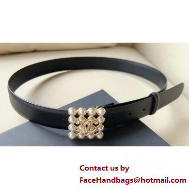 Chanel Width 3cm Metal  &  Glass Pearls calfskin belt AAA036 01 2024